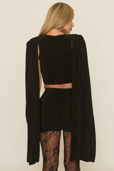 Cowl Neck Shawl Ruched Sexy Two Piece Set