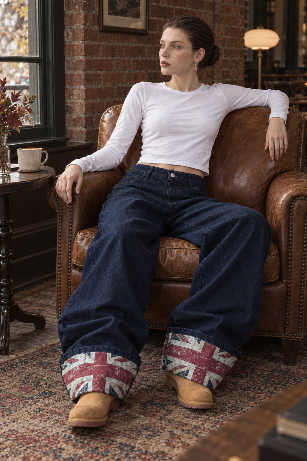 Street Cuffed Print Loose Jeans Secondary image