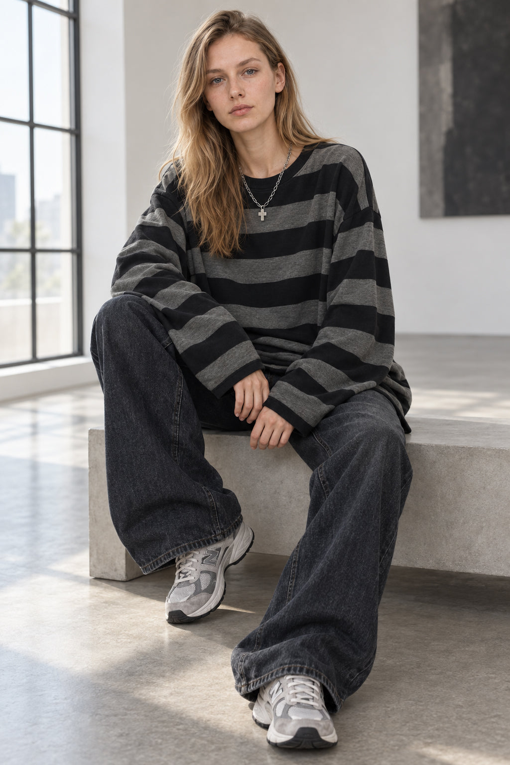 Stripe Long Grunge Arm Tee Main image