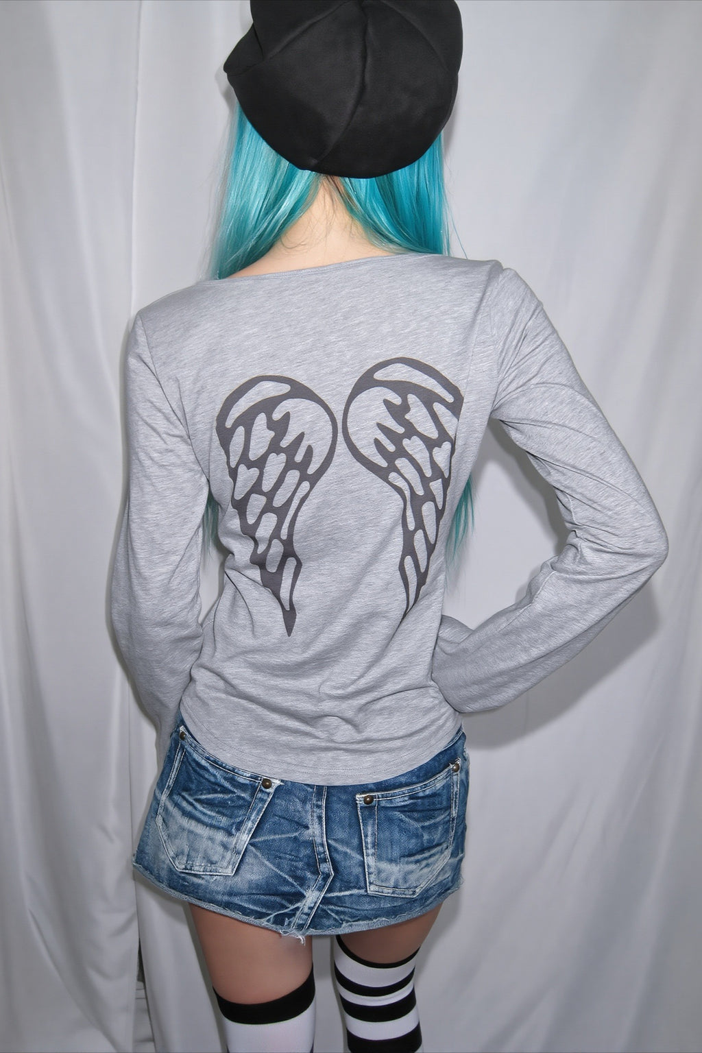 Heart Mustache Graphic Long Sleeve T-Shirt