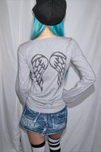 Heart Mustache Graphic Long Sleeve T-Shirt