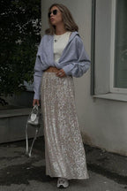 Glitter Sequin A-Line Midi Skirt