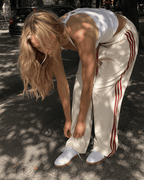 Side Stripe Airy Casual Wide Leg Sweat Pants