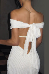 Sexy Tie-Back Backless Slim-Fit Long Solid Formal Dress