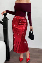 High Slit Bodycon Christmas Skirt