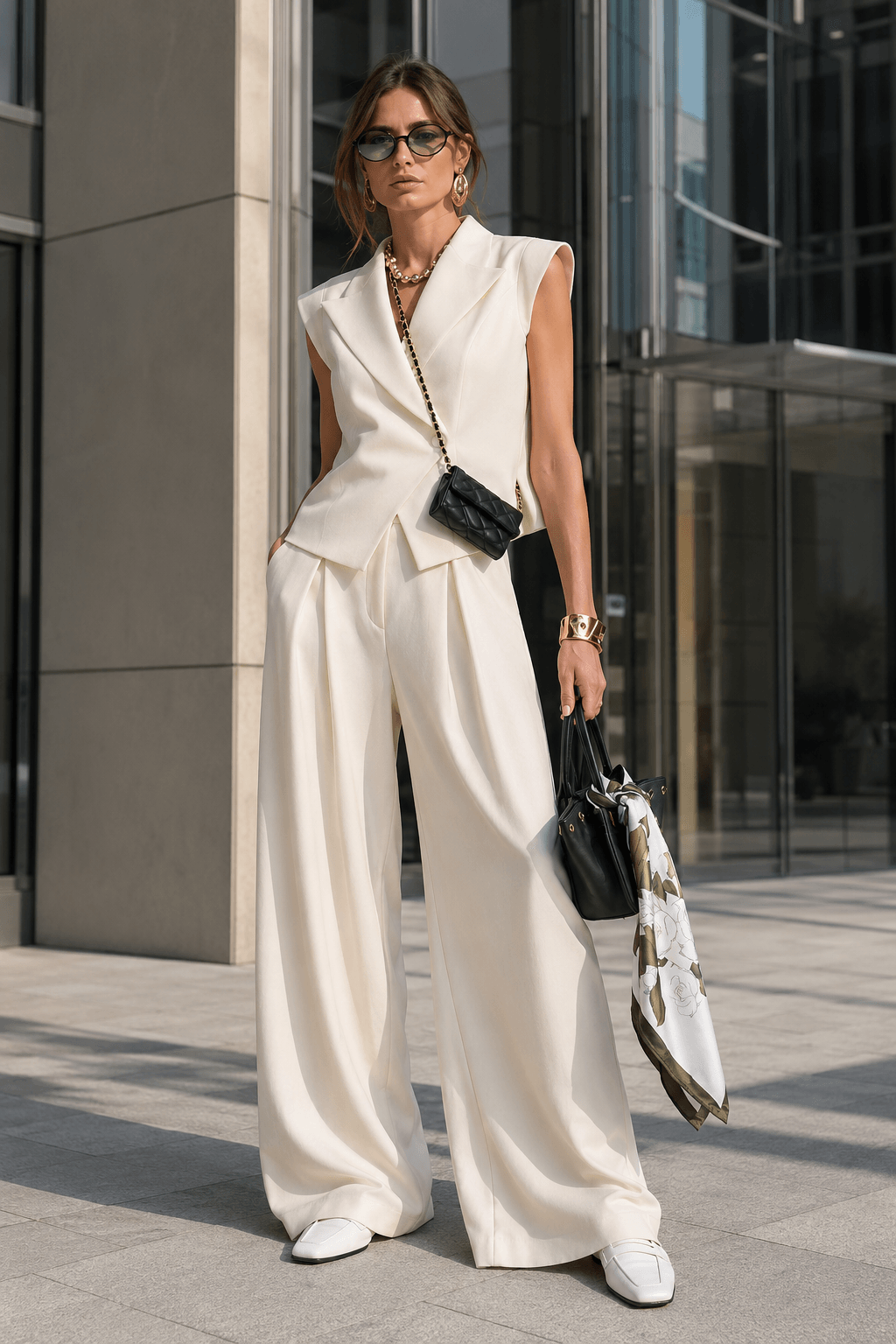 Sleeveless Lapel Two Piece Work Set Main image