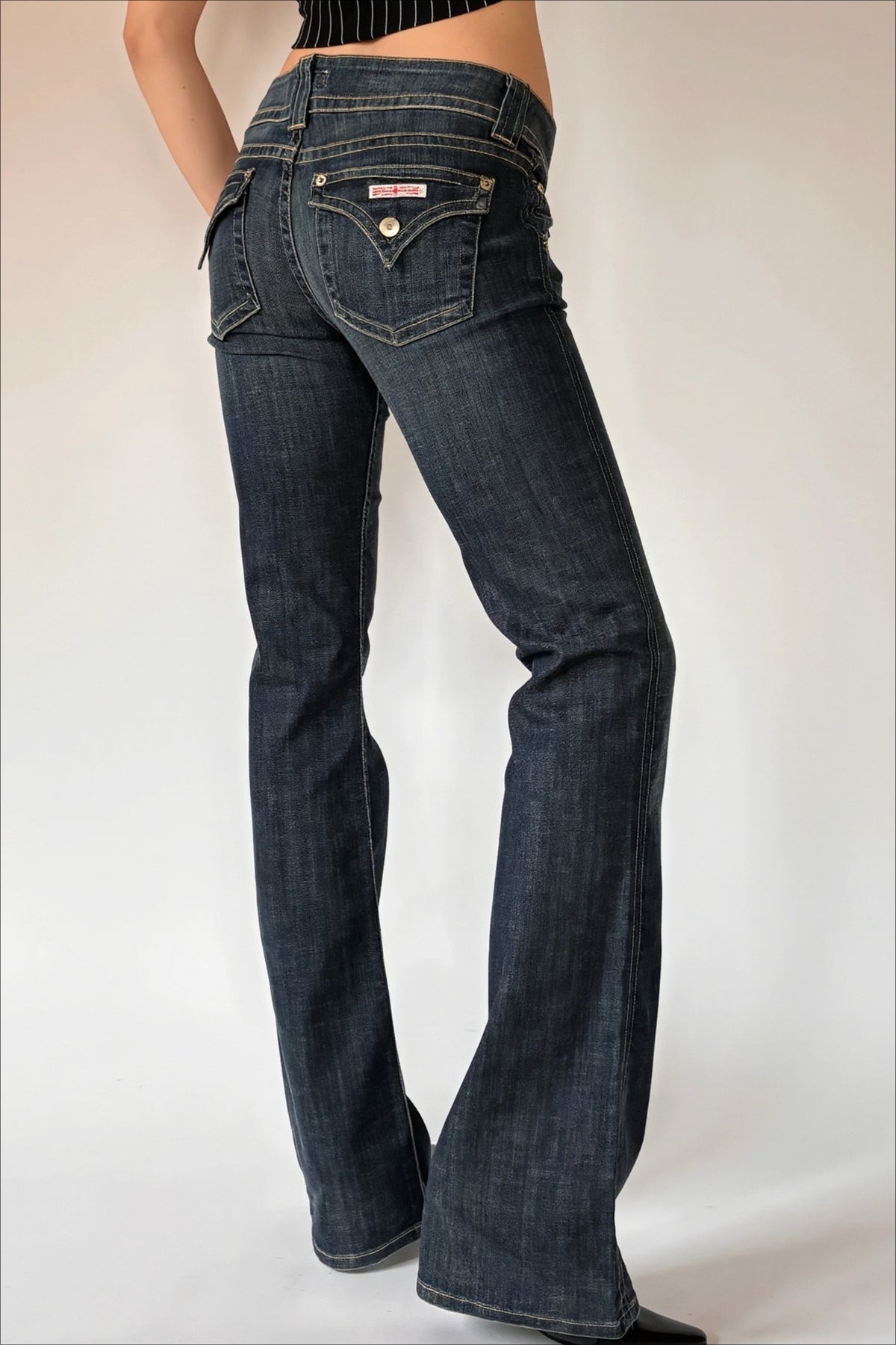 Double Button Low Rise Bootcut Jeans