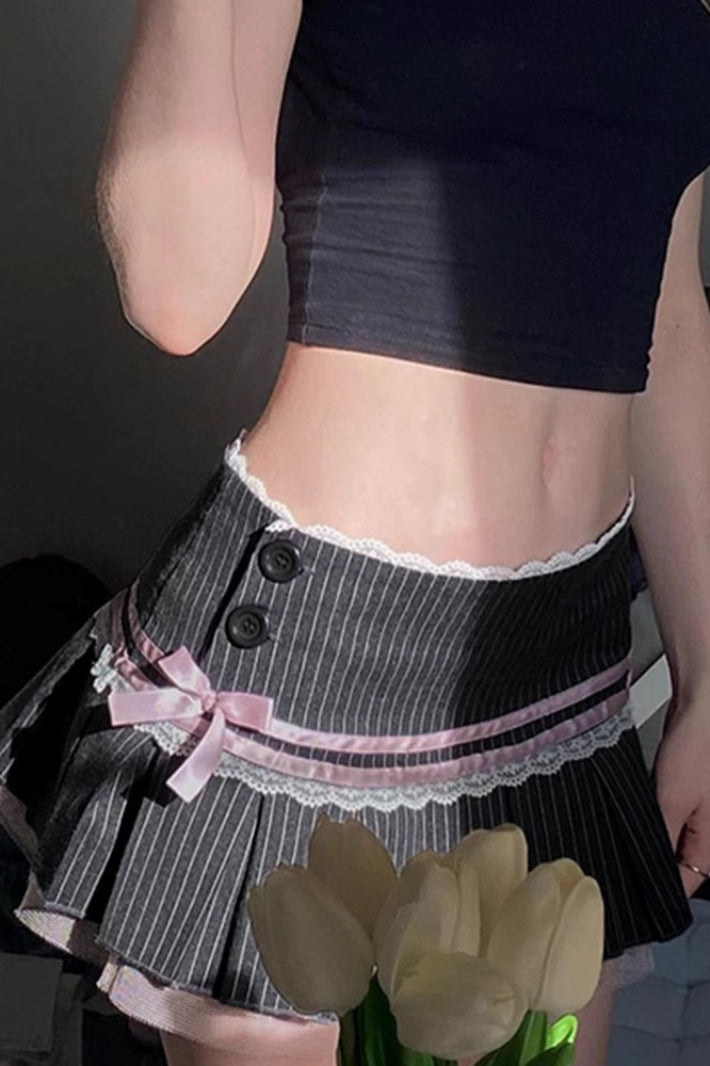 Balletcore Color Block Pleated Mini Skirt Secondary image