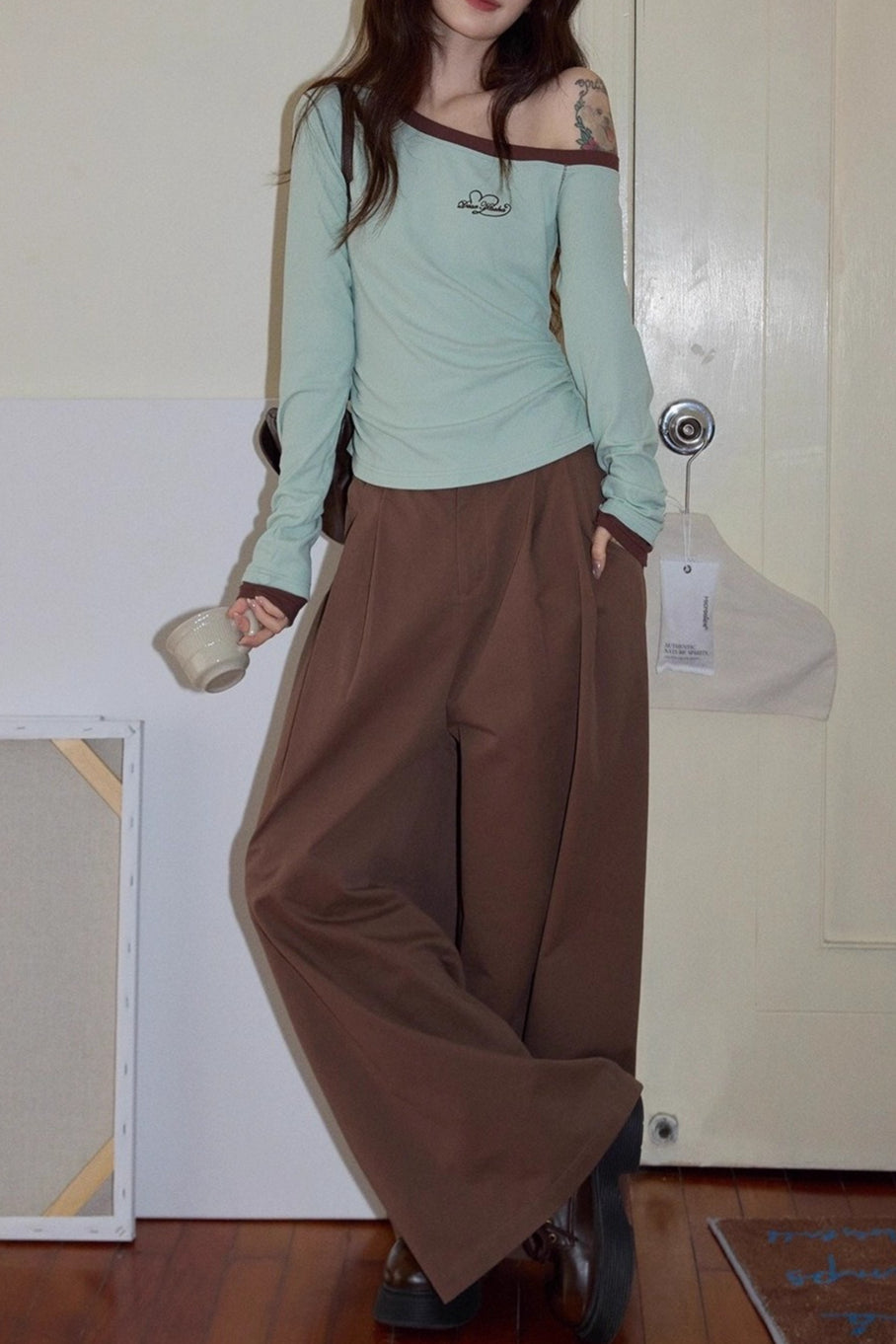 Tied Waist Asymmetric Knit Top Main image