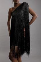 Simple Flowy Fringe Party Cocktail Dress