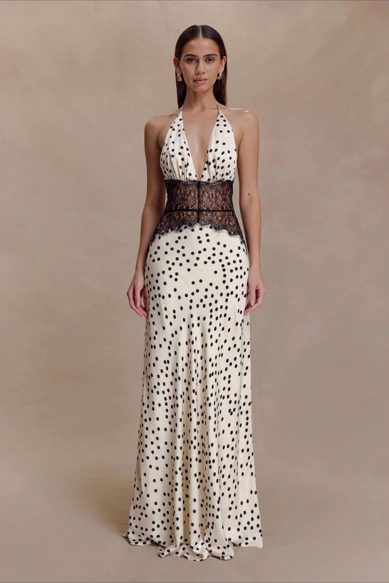 Polka Dot Lace Backless Waist Tie Maxi Lace Dress Secondary image