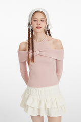 Chic Bateau Neck Cropped Knit Top