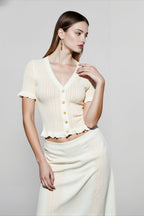 Knit Cutout Crop Top High Waist Vacation Set