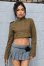 Double Breasted Belted Cropped Military Jacket