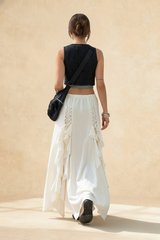 Ruffled Asymmetrical Midi Skirt