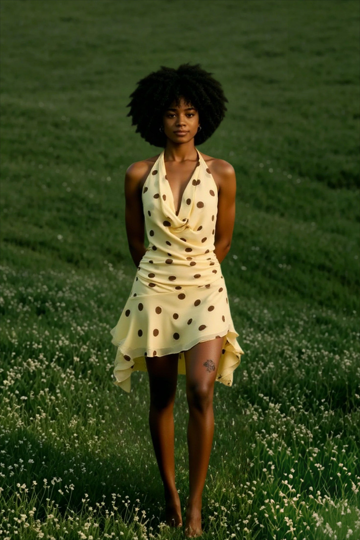 Polka Dot Chiffon Halter Backless Mini Dress Main image