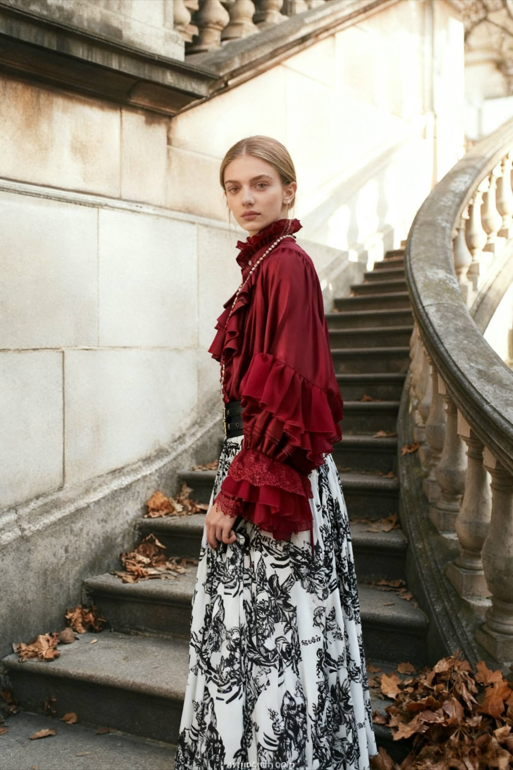 Dark Frill Batwing Sleeve Top Secondary image