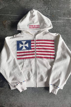 Graphic Contrast Design Oversized Zip Hoodie