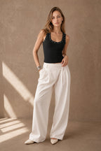 Waist Defined Rhinestone Drilled Sleeveless Tank Top