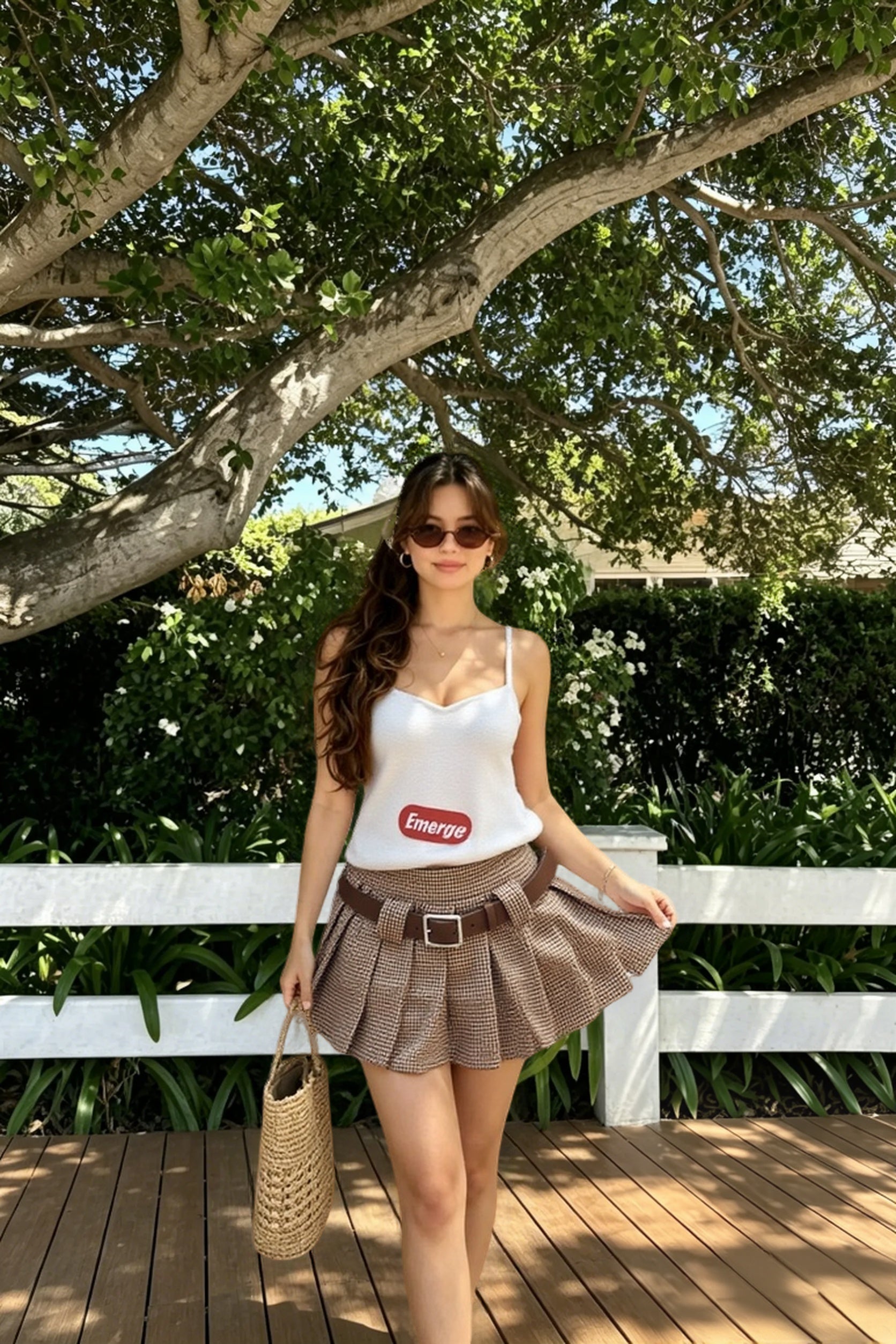 Houndstooth High Waist Pleated Mini Skirt Secondary image