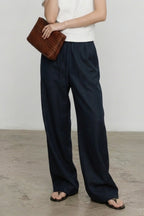 Linen Relaxed Draped Wide Leg Pants