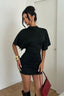 Mock Neck Backless Ruched Bodycon Mini Dress