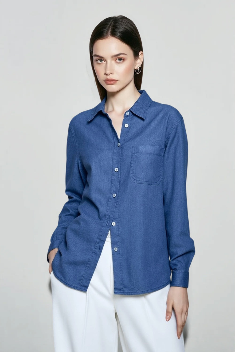 Linen Solid Minimalist Blouse Main image