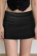 Diagonal Stripe Low Waist Bodycon Mini Skirt