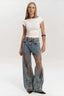 Mesh Panel Textured Y2K Wide Leg Jeans