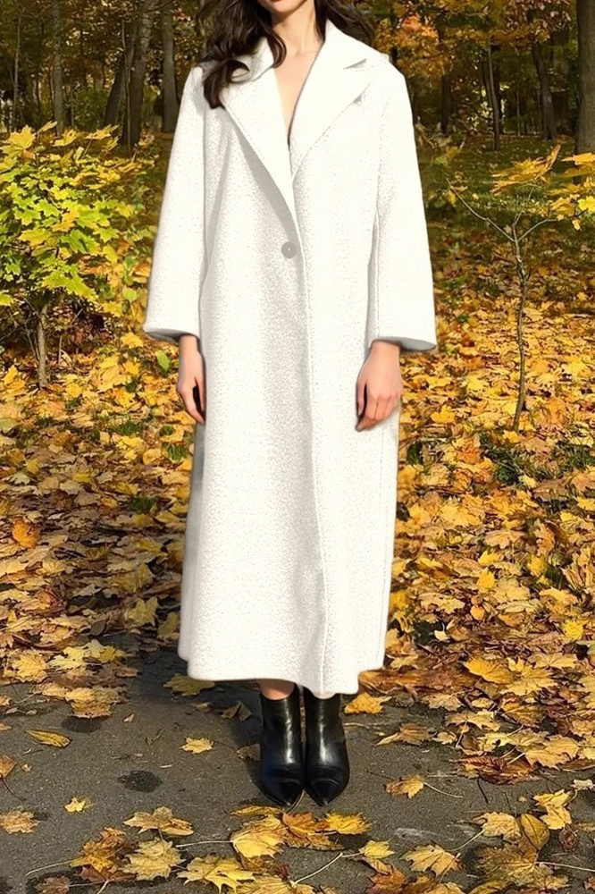 Fuzzy Fleece Lapel Long Sleeve Warm Overcoat Main image