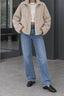 Solid Relaxed Shearling High Neck Jacket
