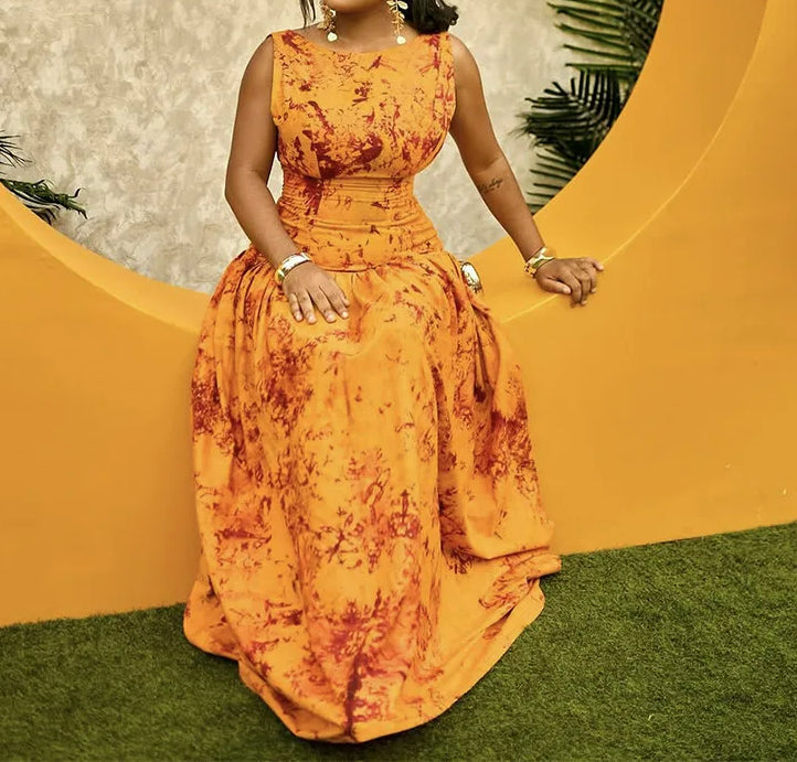 Sleeveless Big Swing High Waist Maxi Floral Dress Secondary image