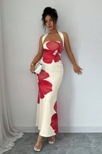 Printed Halter Bodycon Vacation Dress