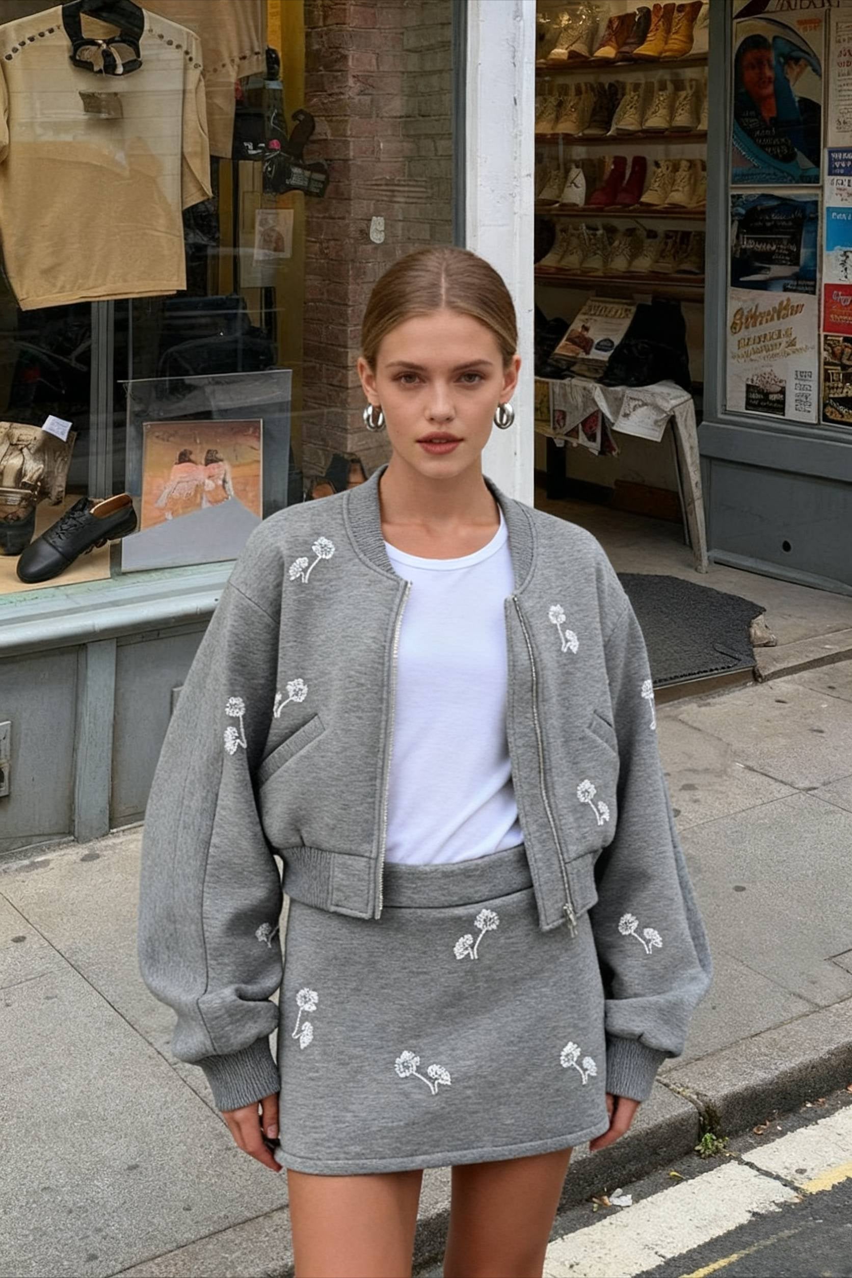 Dandelion Print Sweatshirt Loose Two Piece Set Main image