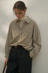 Color Block Stripe Collared Blouse