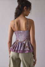 Lace Panel Open Back Cami Top