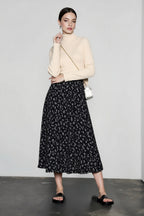 DressBetty - Vintage Floral Print A-line Pleated Streetwear Drawstring Midi Skirt