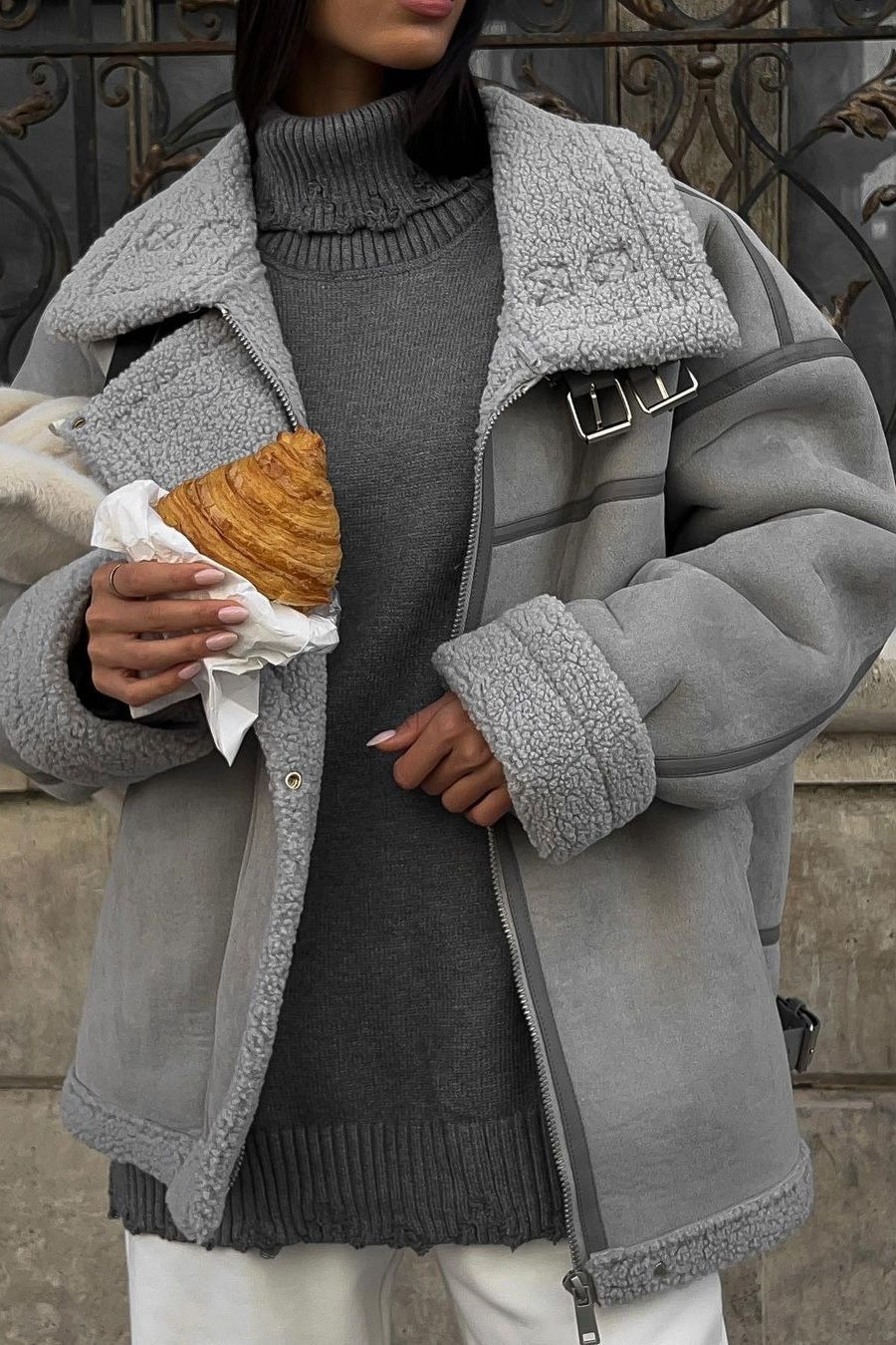 Sherpa Lined Motorcycle Style Coat