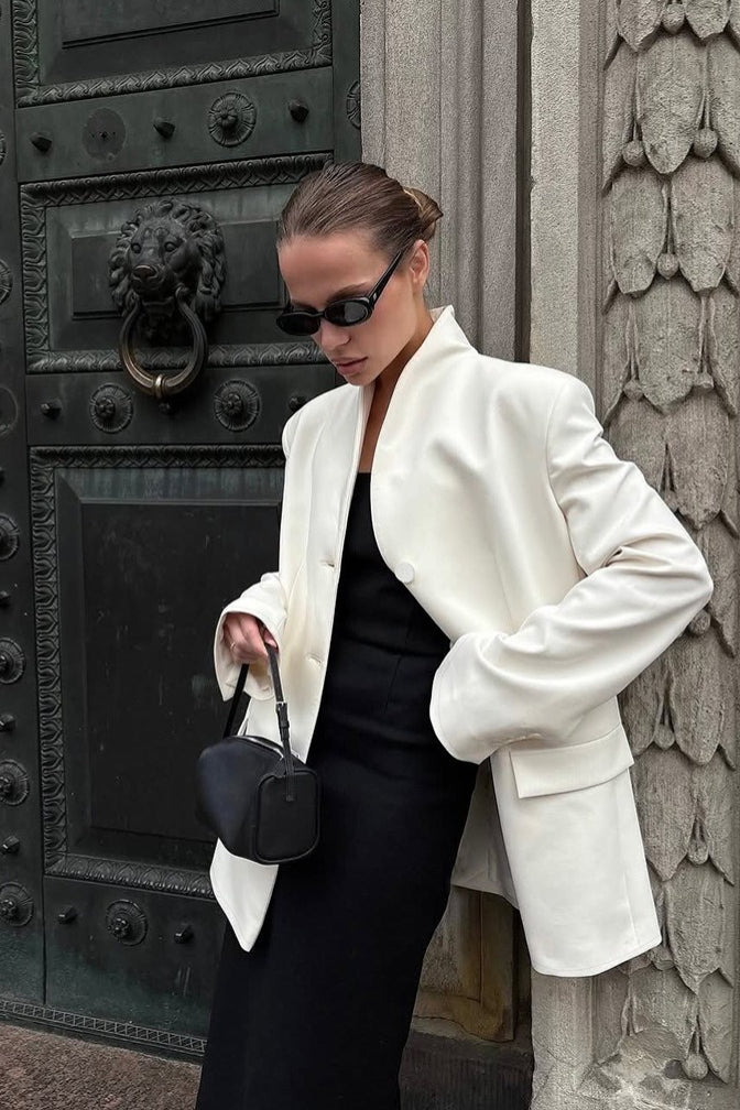 Elegant Stand Collar Slim Blazer Secondary image