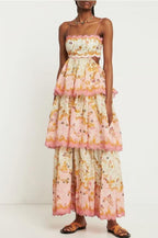Tiered Fringe Crop Embroidered Tank Boho Dress