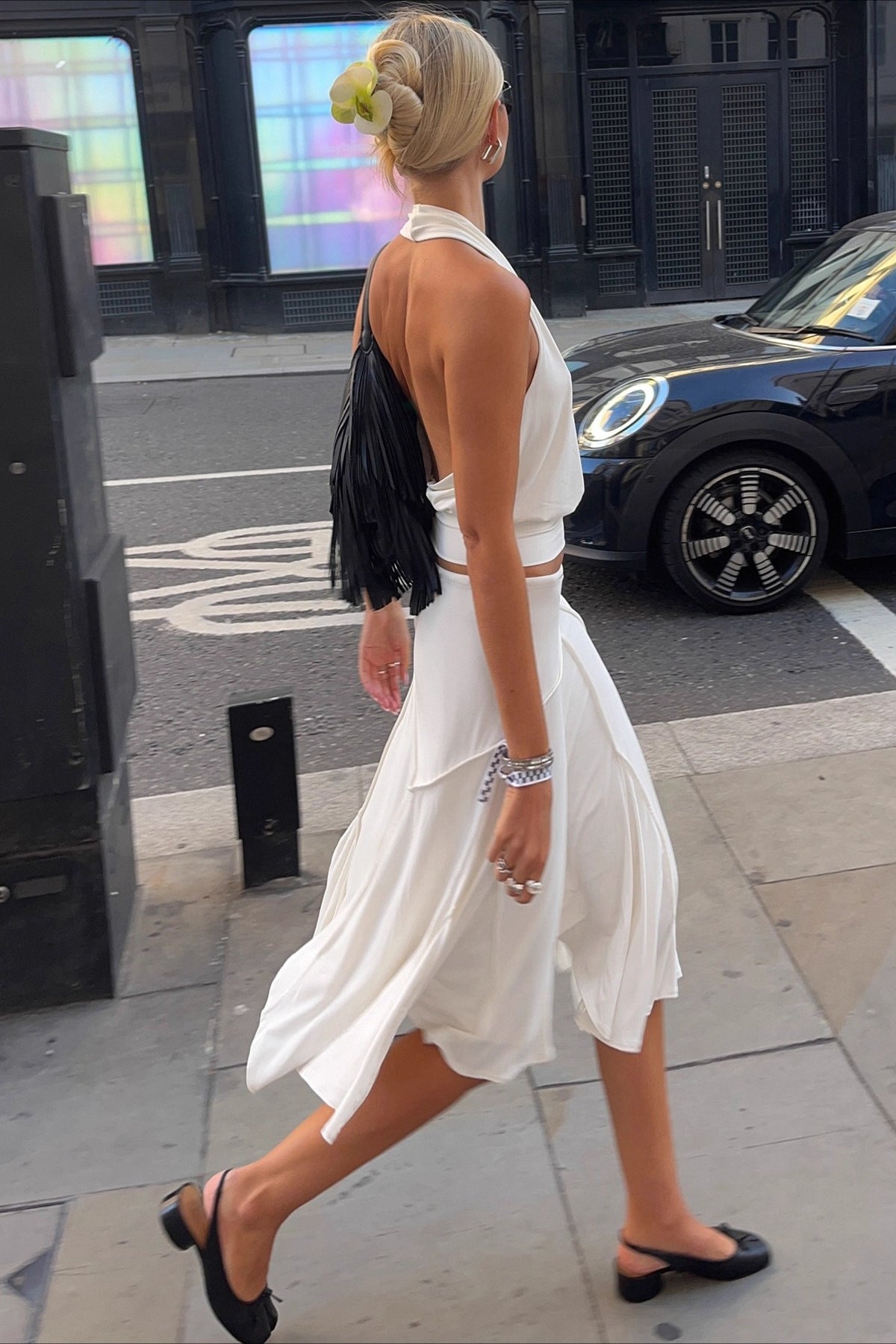 Asymmetric Hem Linen Blend Skirt Secondary image