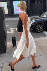 Asymmetric Hem Linen Blend Skirt