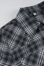 Retro Utility Checkered Blouse