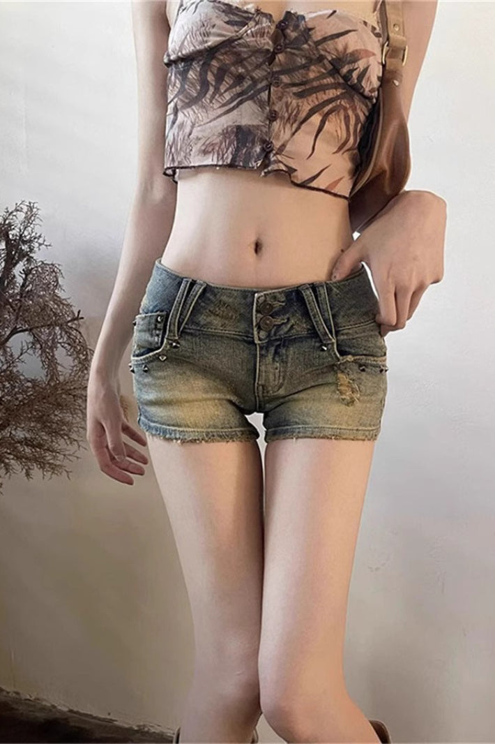 Low Rise Vintage Wash Booty Shorts Secondary image