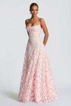 Jacquard Cami Backless Maxi Lace Dress