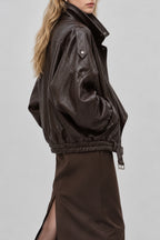 Soft PU Leather Belted Jacket