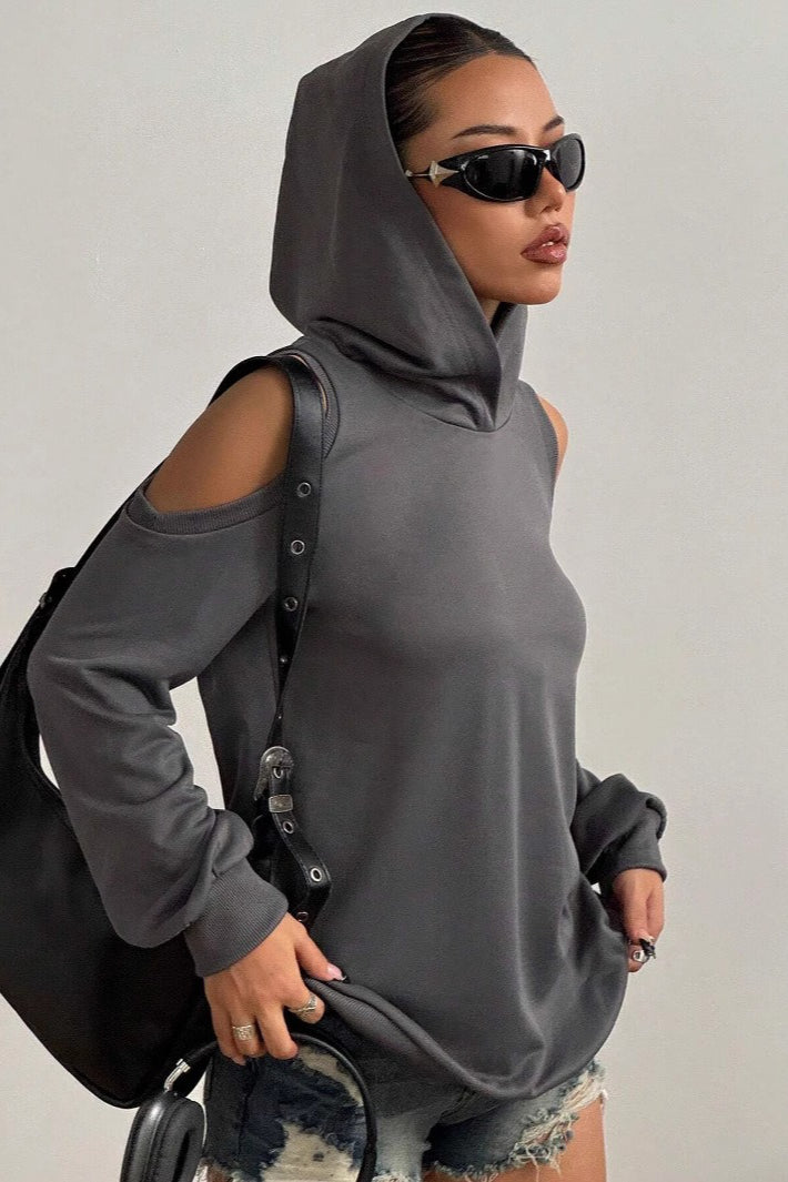 Trendy Off-Shoulder Hooded Hoodie Main image