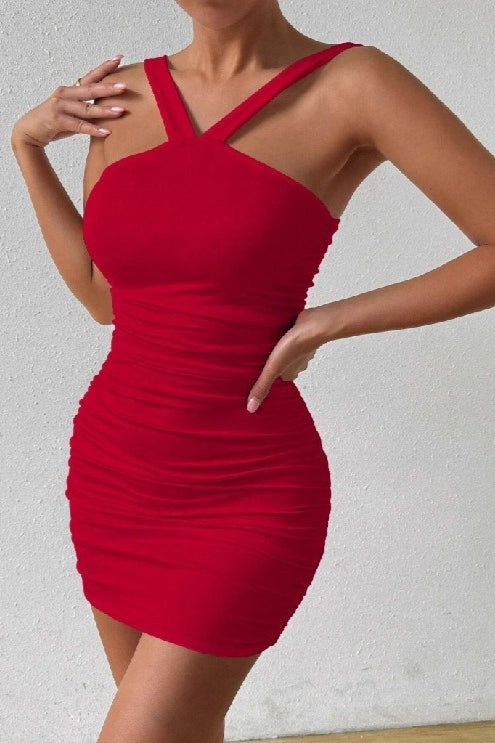 Milk Silk Cross Strap Bodycon Cocktail Dress Secondary image