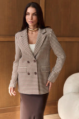 Casual Tweed Houndstooth Blazer