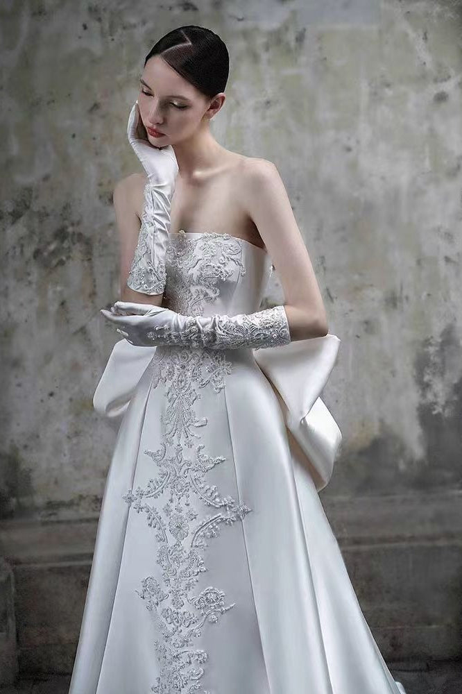 Strapless Satin A Line Wedding Dress Secondary image
